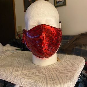Red glittery bling face mask